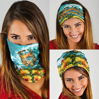 Personalized Hawaii 60th Birthday Eagle Neck Gaiter Tropical Sunset Beach Hibiscus Ocean Wave TS04 - Polynesian Pride