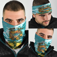 Personalized Hawaii 60th Birthday Eagle Neck Gaiter Tropical Sunset Beach Hibiscus Ocean Wave TS04 - Polynesian Pride