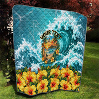 Personalized Hawaii 60th Birthday Eagle Quilt Tropical Sunset Beach Hibiscus Ocean Wave TS04 - Polynesian Pride