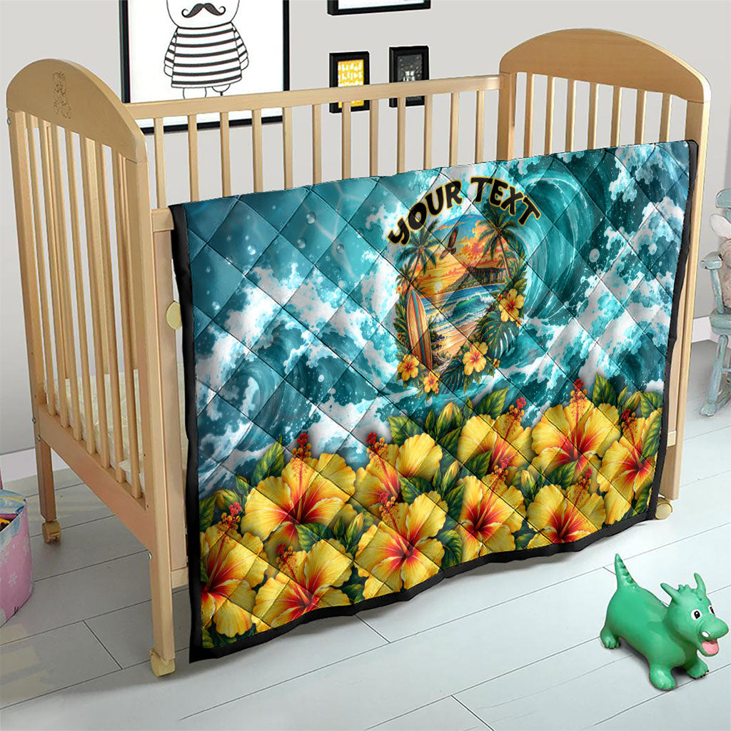 Personalized Hawaii 60th Birthday Eagle Quilt Tropical Sunset Beach Hibiscus Ocean Wave TS04 - Polynesian Pride