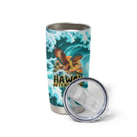Personalized Hawaii 60th Birthday Eagle Tumbler Cup Tropical Sunset Beach Hibiscus Ocean Wave TS04 - Polynesian Pride