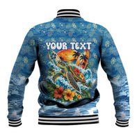 Personalized Hawaii 60th Birthday Sea Turtle Baseball Jacket Tropical Ocean Wave Floral Surfboard TS04 - Polynesian Pride