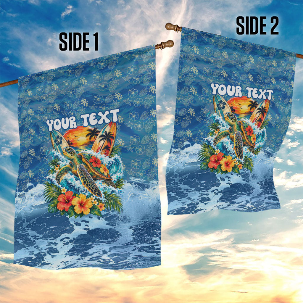 Personalized Hawaii 60th Birthday Sea Turtle Garden Flag Tropical Ocean Wave Floral Surfboard TS04 - Polynesian Pride