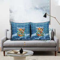 Personalized Hawaii 60th Birthday Sea Turtle Pillow Cover Tropical Ocean Wave Floral Surfboard TS04 - Polynesian Pride