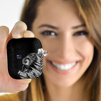 Personalized New Zealand Kiwi Bird AirPods Case Grunge Maori Tribal Pattern Silver Fern