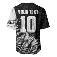Personalized New Zealand Kiwi Bird Baseball Jersey Grunge Maori Tribal Pattern Silver Fern