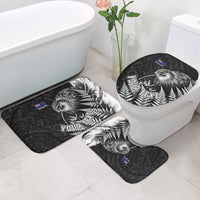 Personalized New Zealand Kiwi Bird Bathroom Set Grunge Maori Tribal Pattern Silver Fern