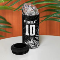 Personalized New Zealand Kiwi Bird 4 in 1 Can Cooler Tumbler Grunge Maori Tribal Pattern Silver Fern