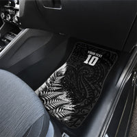 Personalized New Zealand Kiwi Bird Car Mats Grunge Maori Tribal Pattern Silver Fern