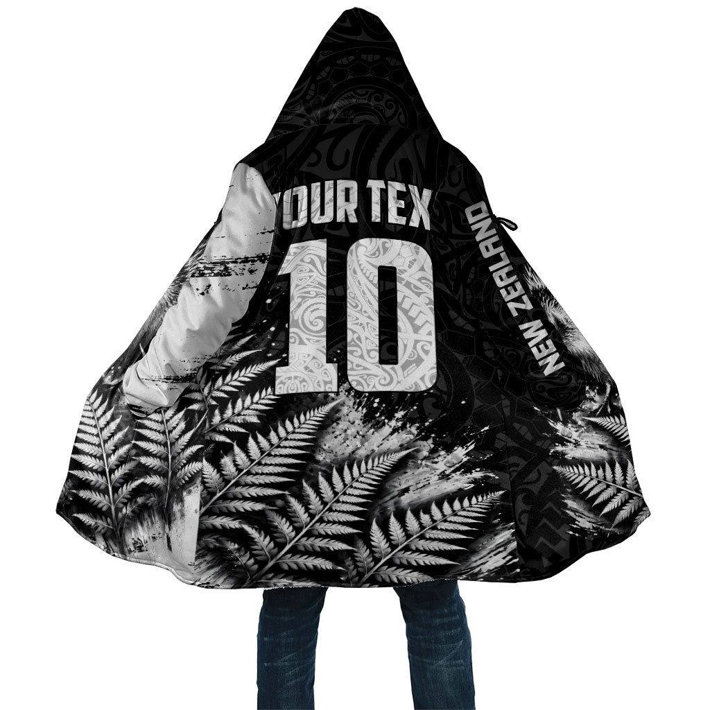 Personalized New Zealand Kiwi Bird Cloak Grunge Maori Tribal Pattern Silver Fern