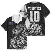Personalized New Zealand Kiwi Bird Family Matching Off The Shoulder Long Sleeve Dress and Hawaiian Shirt Grunge Maori Tribal Pattern Silver Fern
