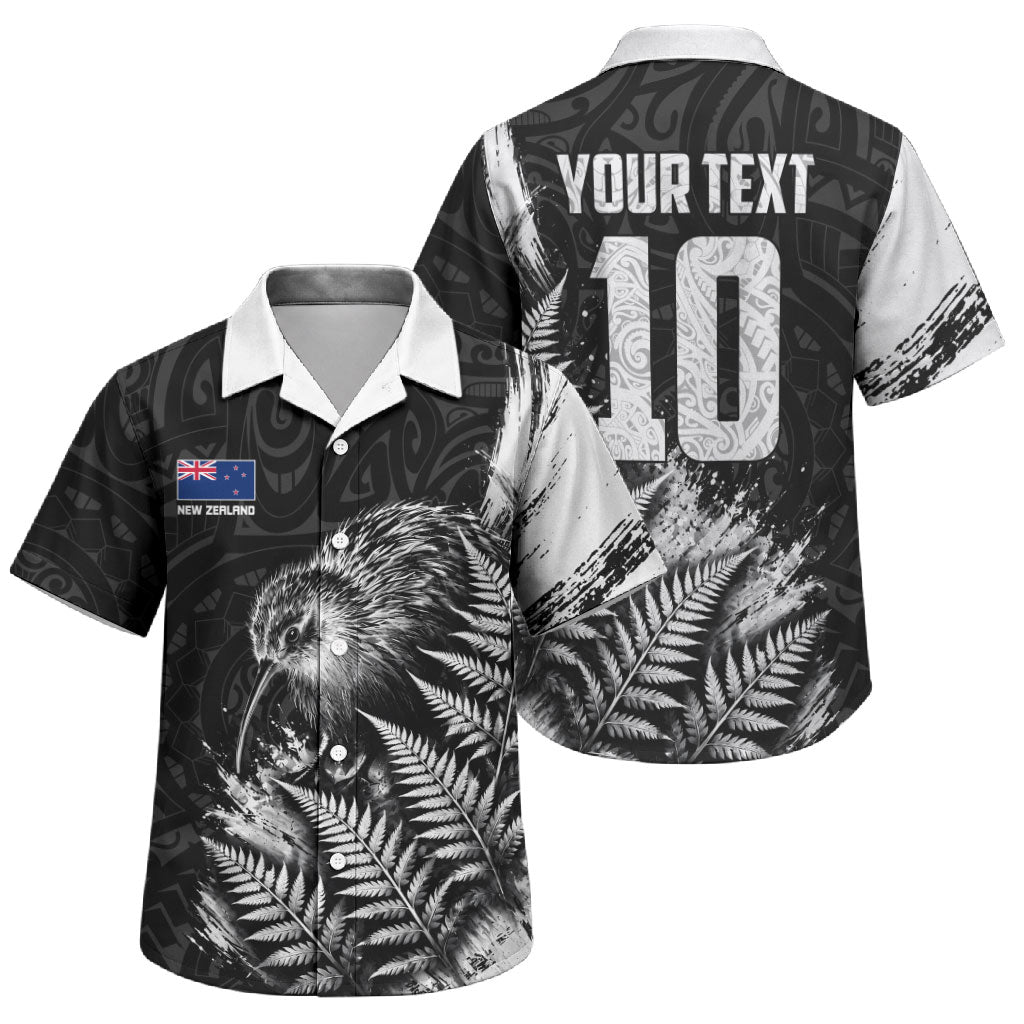 Personalized New Zealand Kiwi Bird Family Matching Summer Maxi Dress and Hawaiian Shirt Grunge Maori Tribal Pattern Silver Fern