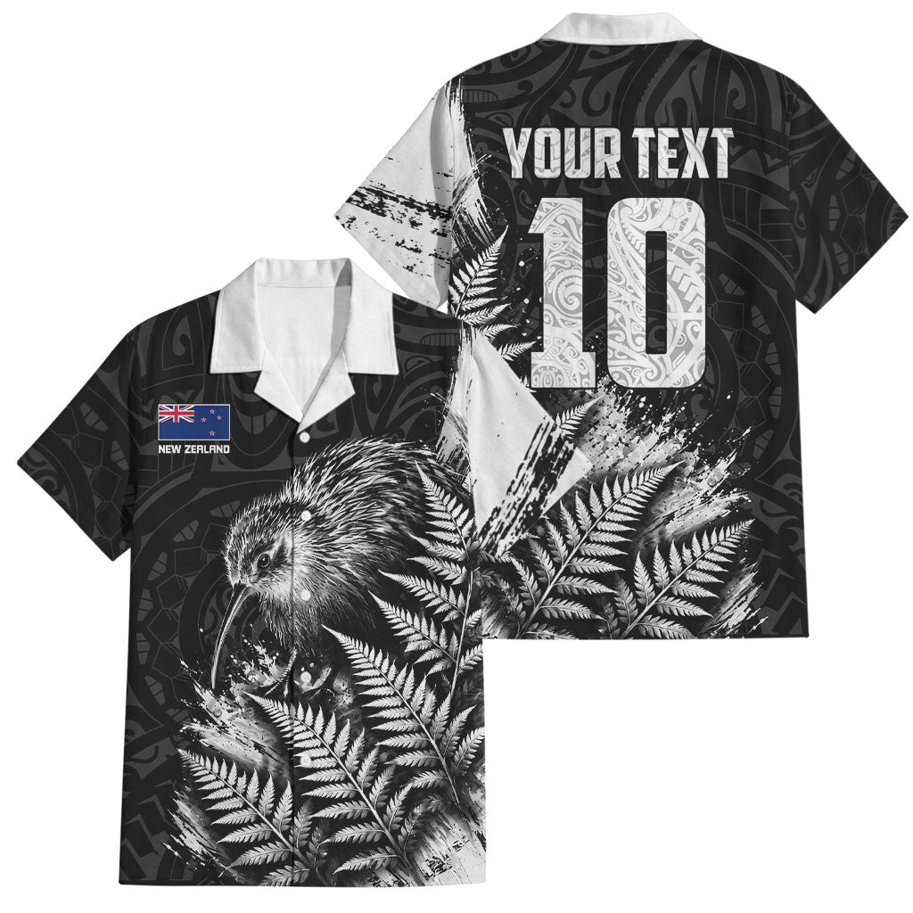 Personalized New Zealand Kiwi Bird Family Matching Tank Maxi Dress and Hawaiian Shirt Grunge Maori Tribal Pattern Silver Fern