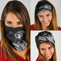 Personalized New Zealand Kiwi Bird Neck Gaiter Grunge Maori Tribal Pattern Silver Fern