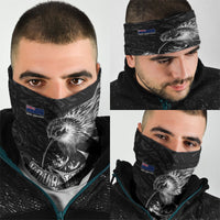 Personalized New Zealand Kiwi Bird Neck Gaiter Grunge Maori Tribal Pattern Silver Fern