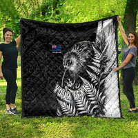 Personalized New Zealand Kiwi Bird Quilt Grunge Maori Tribal Pattern Silver Fern