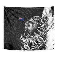 Personalized New Zealand Kiwi Bird Tapestry Grunge Maori Tribal Pattern Silver Fern