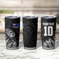 Personalized New Zealand Kiwi Bird Tumbler Cup Grunge Maori Tribal Pattern Silver Fern