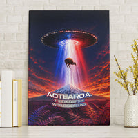 New Zealand Aotearoa Kiwi UFO Canvas Wall Art Sci-Fi Galaxy Sunset Sky Tower And Mountain