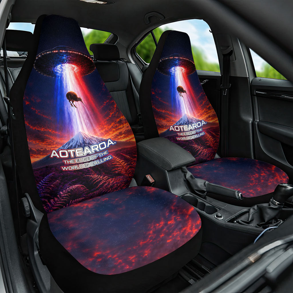 New Zealand Aotearoa Kiwi UFO Car Seat Cover Sci-Fi Galaxy Sunset Sky Tower And Mountain