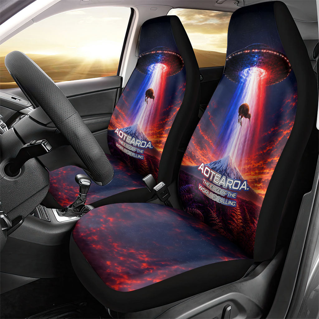 New Zealand Aotearoa Kiwi UFO Car Seat Cover Sci-Fi Galaxy Sunset Sky Tower And Mountain