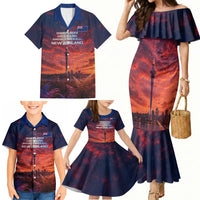 New Zealand Aotearoa Kiwi UFO Family Matching Mermaid Dress and Hawaiian Shirt Sci-Fi Galaxy Sunset Sky Tower And Mountain
