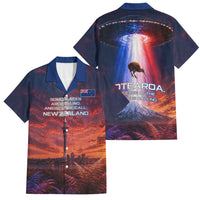 New Zealand Aotearoa Kiwi UFO Family Matching Puletasi and Hawaiian Shirt Sci-Fi Galaxy Sunset Sky Tower And Mountain