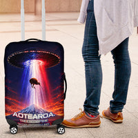 New Zealand Aotearoa Kiwi UFO Luggage Cover Sci-Fi Galaxy Sunset Sky Tower And Mountain