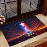New Zealand Aotearoa Kiwi UFO Rubber Doormat Sci-Fi Galaxy Sunset Sky Tower And Mountain