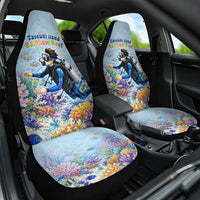 Fiji Taveuni Rainbow Reef Car Seat Cover Scuba Diver Vibrant Undersea Coral Garden Watercolor