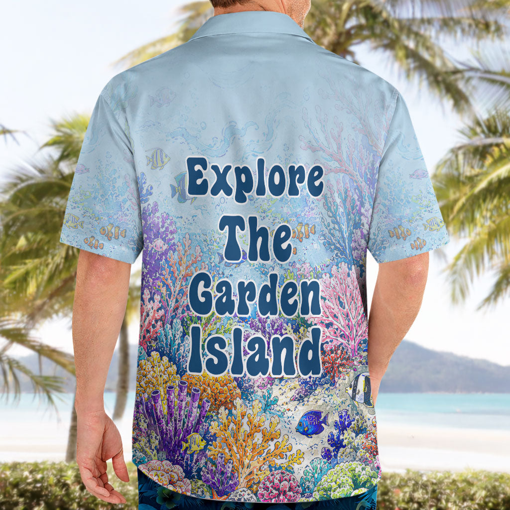 Fiji Taveuni Rainbow Reef Hawaiian Shirt Scuba Diver Vibrant Undersea Coral Garden Watercolor