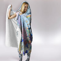 Fiji Taveuni Rainbow Reef Hooded Blanket Scuba Diver Vibrant Undersea Coral Garden Watercolor