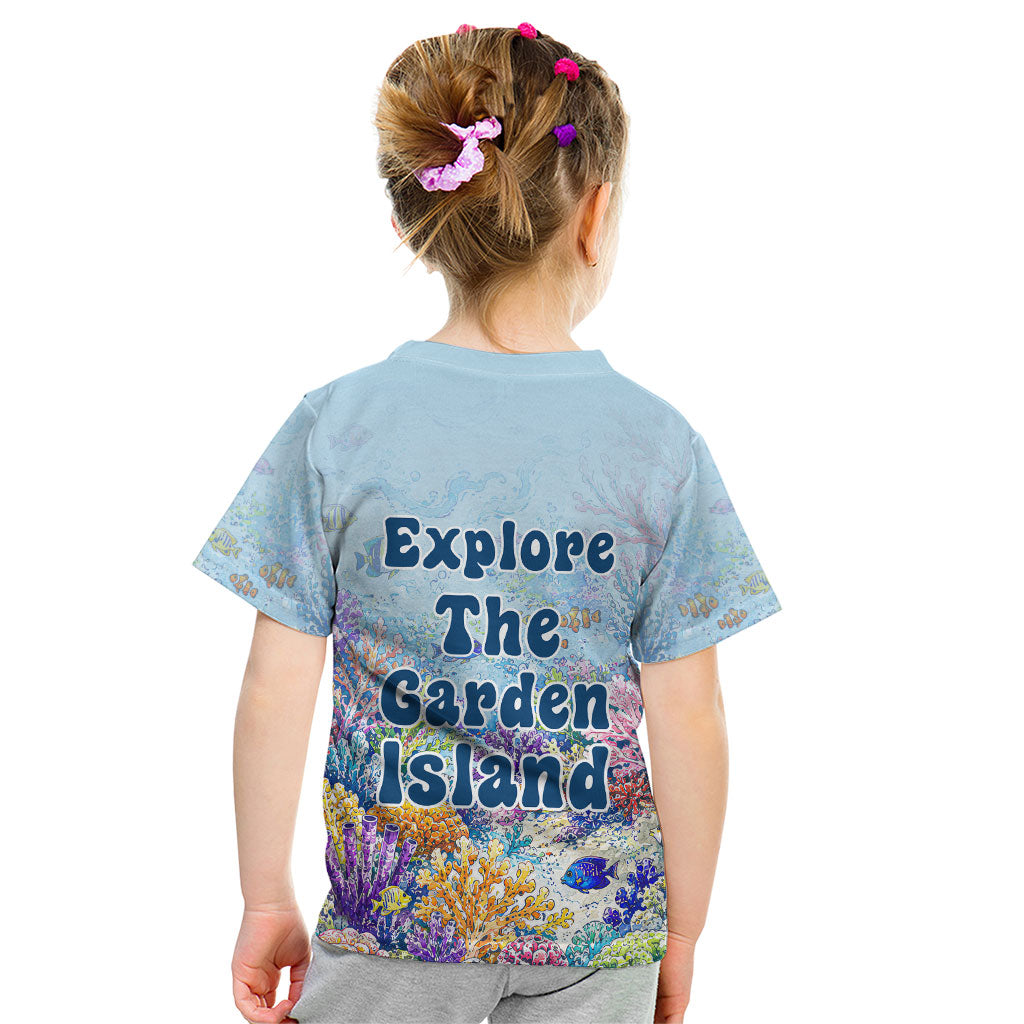 Fiji Taveuni Rainbow Reef Kid T Shirt Scuba Diver Vibrant Undersea Coral Garden Watercolor