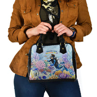 Fiji Taveuni Rainbow Reef Shoulder Handbag Scuba Diver Vibrant Undersea Coral Garden Watercolor
