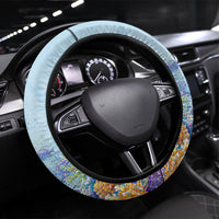 Fiji Taveuni Rainbow Reef Steering Wheel Cover Scuba Diver Vibrant Undersea Coral Garden Watercolor