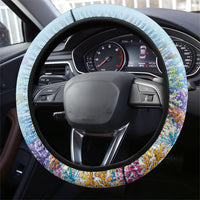 Fiji Taveuni Rainbow Reef Steering Wheel Cover Scuba Diver Vibrant Undersea Coral Garden Watercolor