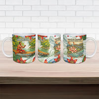 Fiji Taveuni Island Dateline Crossing Ceramic Mug Tropical Cultural Landscape With Tagimoucia Floral Pattern