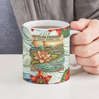 Fiji Taveuni Island Dateline Crossing Ceramic Mug Tropical Cultural Landscape With Tagimoucia Floral Pattern