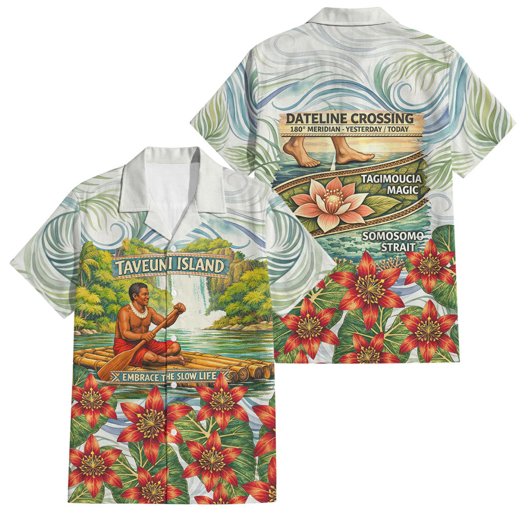 Fiji Taveuni Island Dateline Crossing Family Matching Mermaid Dress and Hawaiian Shirt Tropical Cultural Landscape With Tagimoucia Floral Pattern