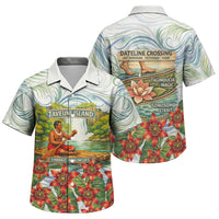 Fiji Taveuni Island Dateline Crossing Family Matching Off Shoulder Short Dress and Hawaiian Shirt Tropical Cultural Landscape With Tagimoucia Floral Pattern