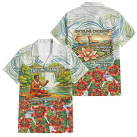 Fiji Taveuni Island Dateline Crossing Family Matching Short Sleeve Bodycon Dress and Hawaiian Shirt Tropical Cultural Landscape With Tagimoucia Floral Pattern