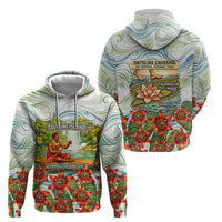 Fiji Taveuni Island Dateline Crossing Hoodie Tropical Cultural Landscape With Tagimoucia Floral Pattern