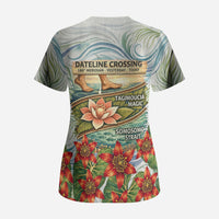 Fiji Taveuni Island Dateline Crossing Scrub Top Tropical Cultural Landscape With Tagimoucia Floral Pattern