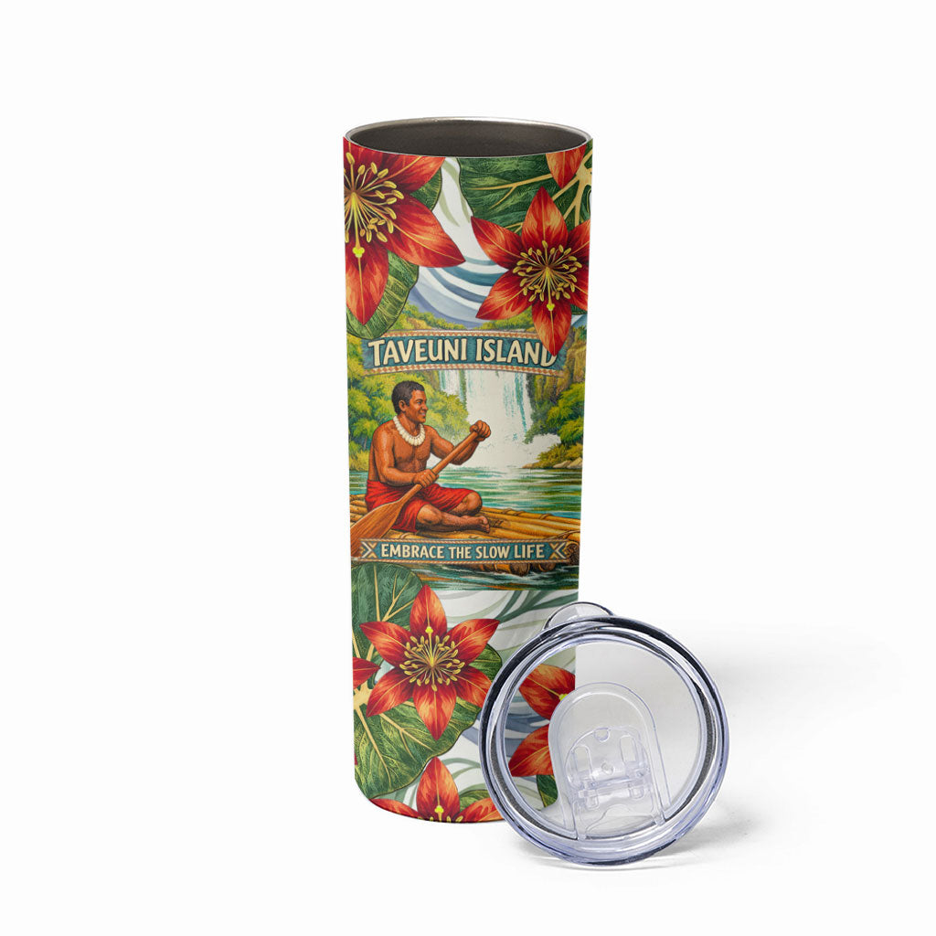 Fiji Taveuni Island Dateline Crossing Skinny Tumbler Tropical Cultural Landscape With Tagimoucia Floral Pattern