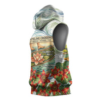 Fiji Taveuni Island Dateline Crossing Sleeveless Hoodie Tropical Cultural Landscape With Tagimoucia Floral Pattern