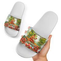 Fiji Taveuni Island Dateline Crossing Slide Sandals Tropical Cultural Landscape With Tagimoucia Floral Pattern