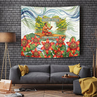 Fiji Taveuni Island Dateline Crossing Tapestry Tropical Cultural Landscape With Tagimoucia Floral Pattern