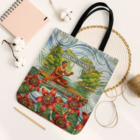 Fiji Taveuni Island Dateline Crossing Tote Bag Tropical Cultural Landscape With Tagimoucia Floral Pattern