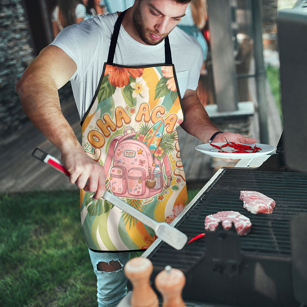 Hawaii Aloha Academy Back To School Apron Sea Turtle Tropical Hibiscus Flowers Retro Psychedelic