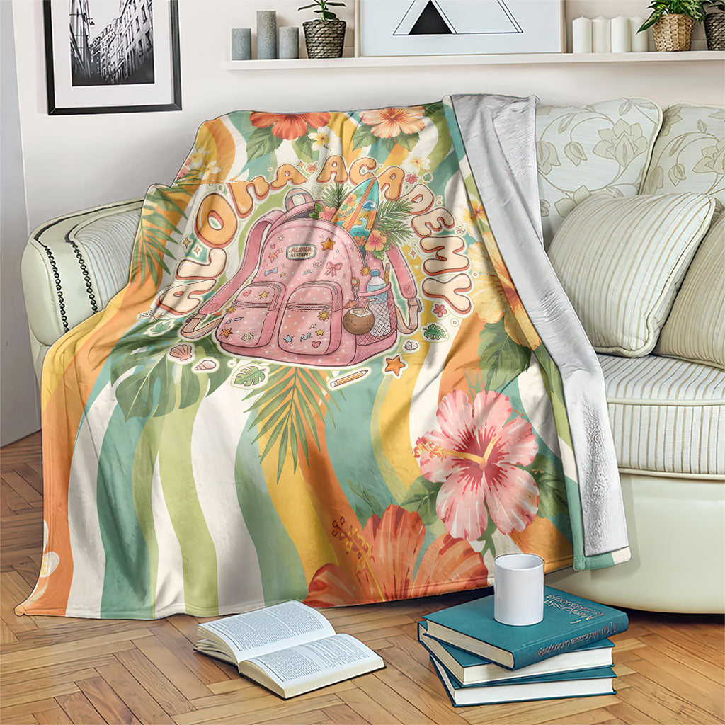 Hawaii Aloha Academy Back To School Blanket Sea Turtle Tropical Hibiscus Flowers Retro Psychedelic TS04 Orange Green - Polynesian Pride